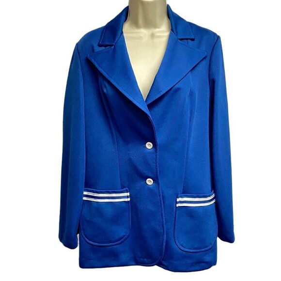 Vintage 70s Nautical Blazer Bright Blue EUC - Picture 1 of 5